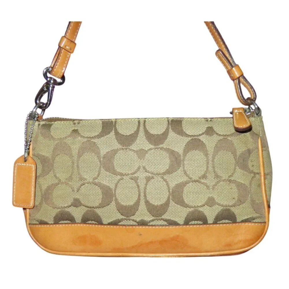 Coach 2004 Hampton Demi Baguette Bag in Signature C Canvas & Vachetta Leather